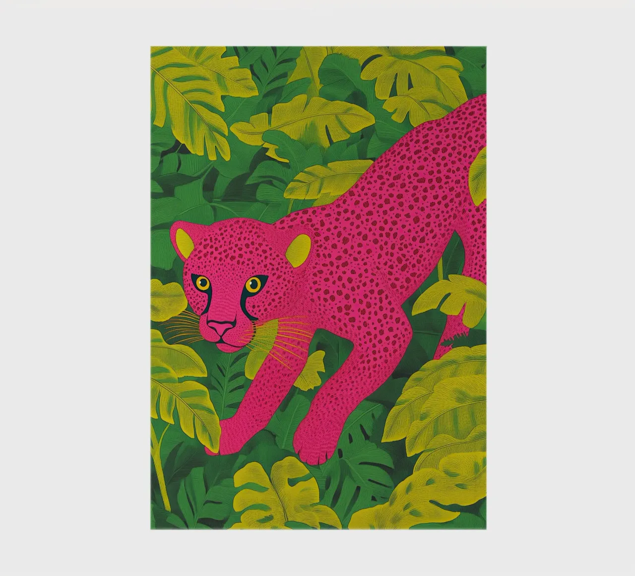 Guépard rose dans une forêt tropicale - Un safari Pop Art stylé carnet de notes de Kaji