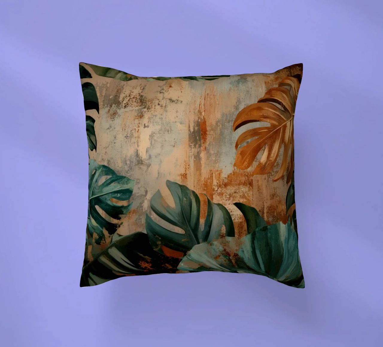 Rustic Monstera Jungle Vibes decorative cushion by Modern Muse