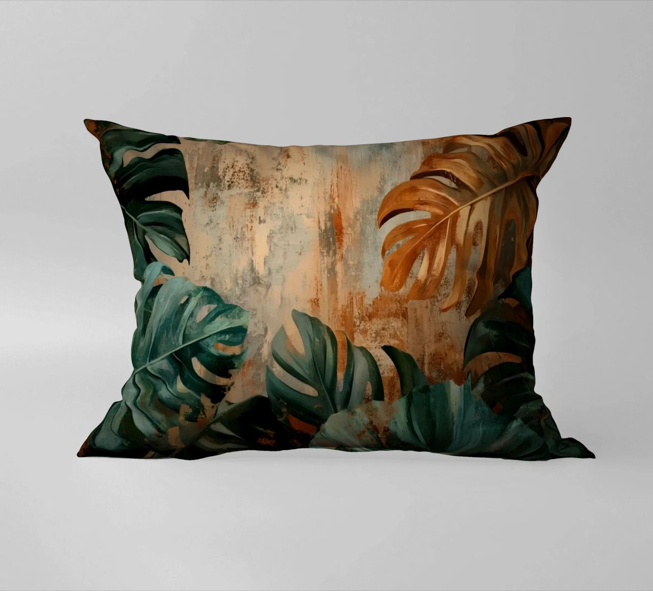 Rustic Monstera Jungle Vibes decorative cushion by Modern Muse