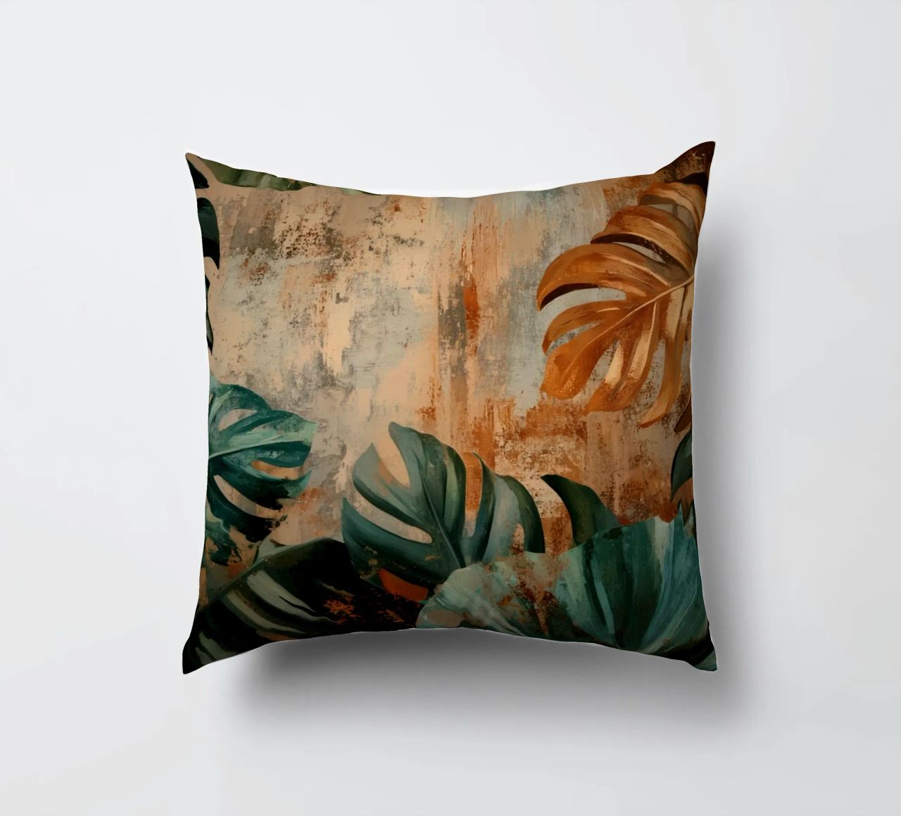 Rustic Monstera Jungle Vibes decorative cushion by Modern Muse