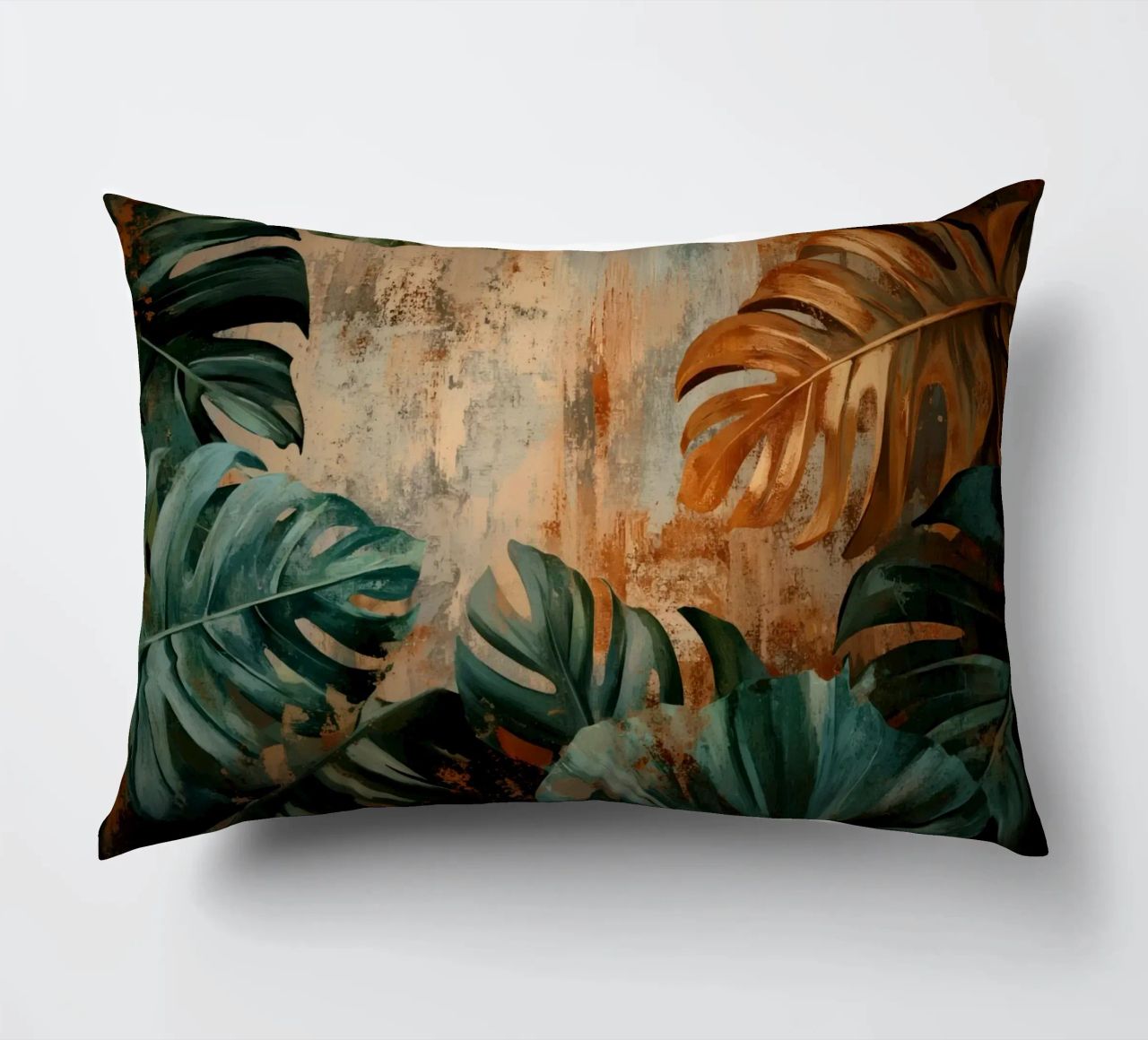 Rustic Monstera Jungle Vibes decorative cushion by Modern Muse