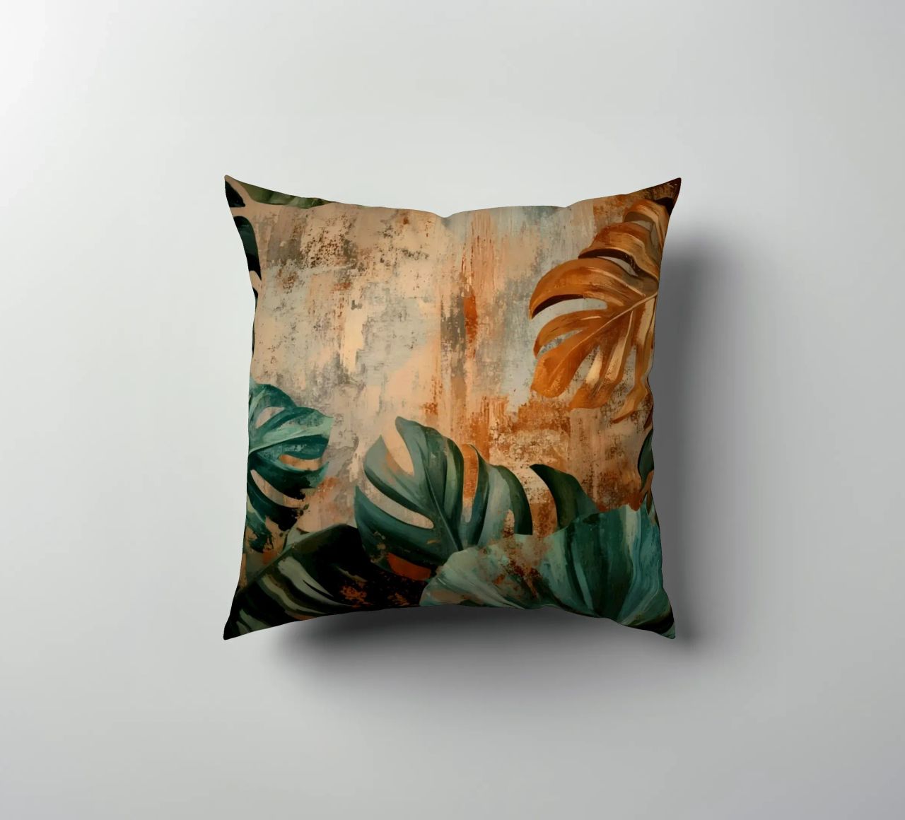 Rustic Monstera Jungle Vibes decorative cushion by Modern Muse