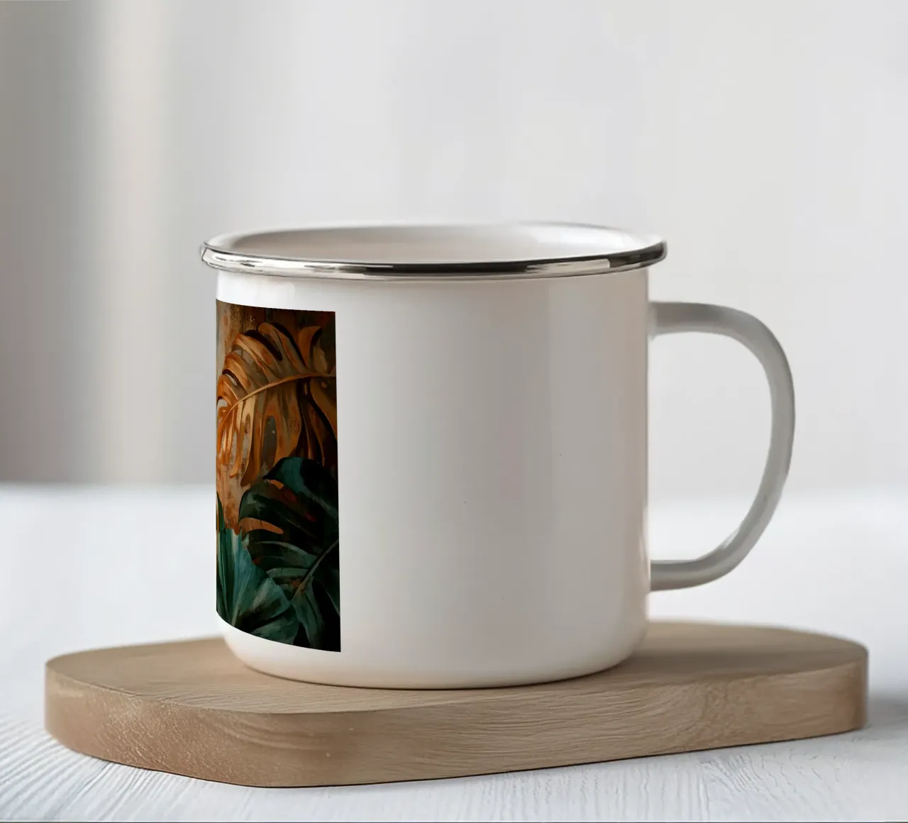Monstera rustica Vibrazioni della giungla tazza in smalto da Modern Muse