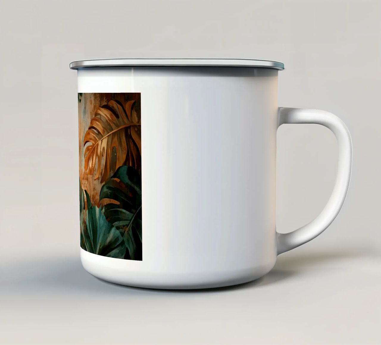 Rustic Monstera Jungle Vibes enamel mug by Modern Muse