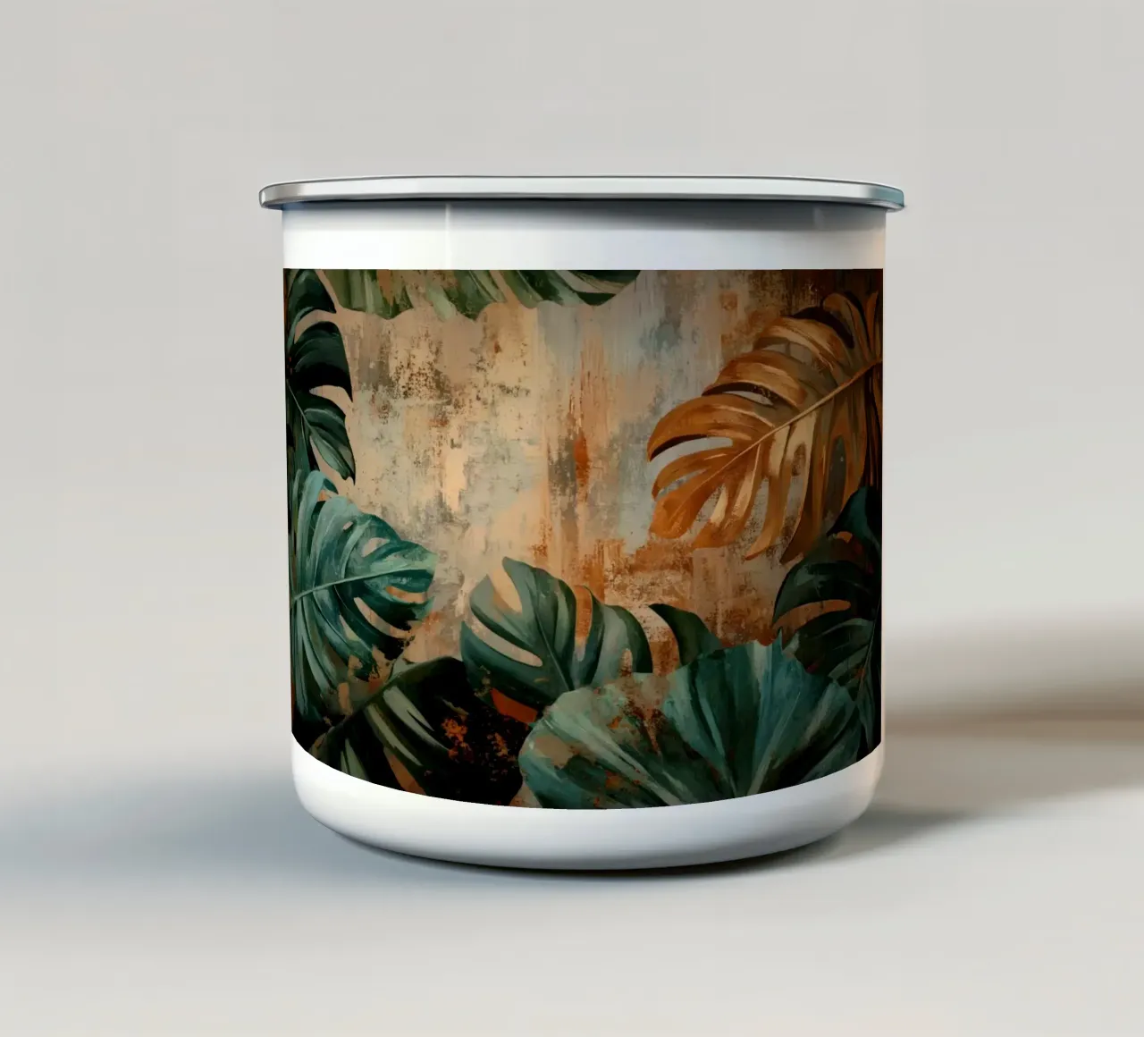 Monstera rustica Vibrazioni della giungla tazza in smalto da Modern Muse