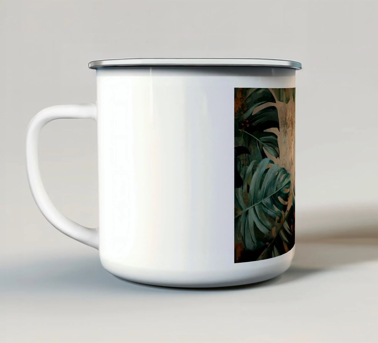Rustic Monstera Jungle Vibes enamel mug by Modern Muse