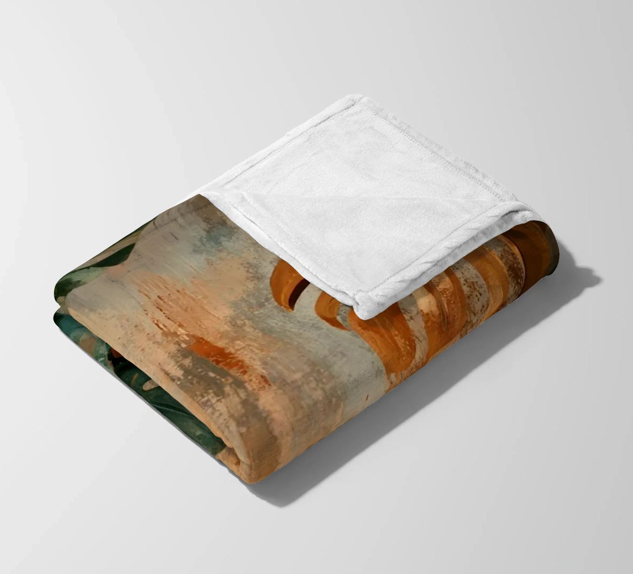 Rustic Monstera Jungle Vibes fleece blanket by Modern Muse