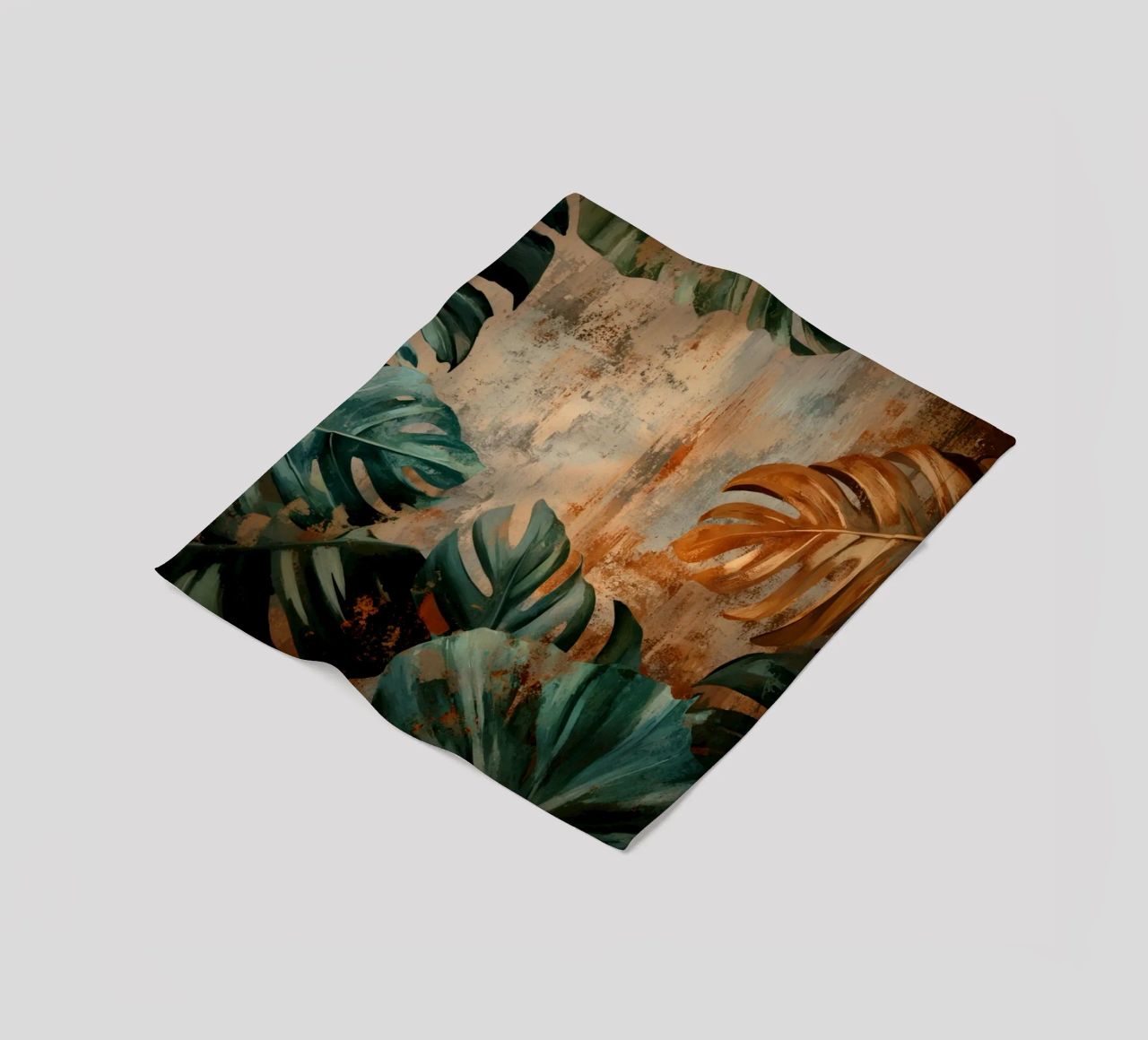 Rustic Monstera Jungle Vibes fleece blanket by Modern Muse