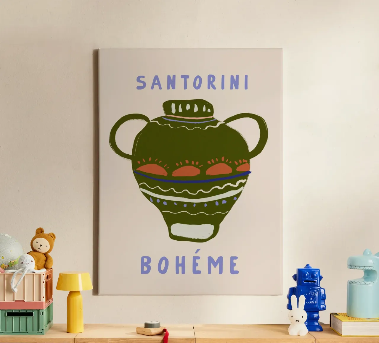Santorini Boheme tela con Cornice a cassetta da treechild