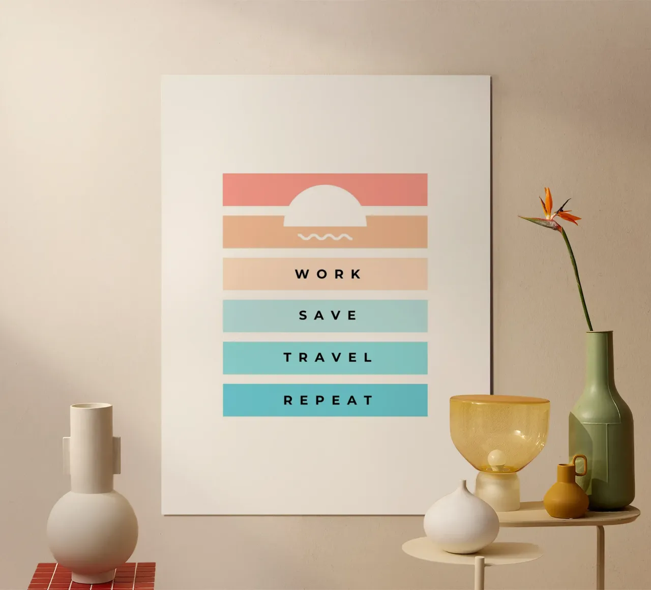 Travel Everyday poster con telaio in legno da Dreamer10