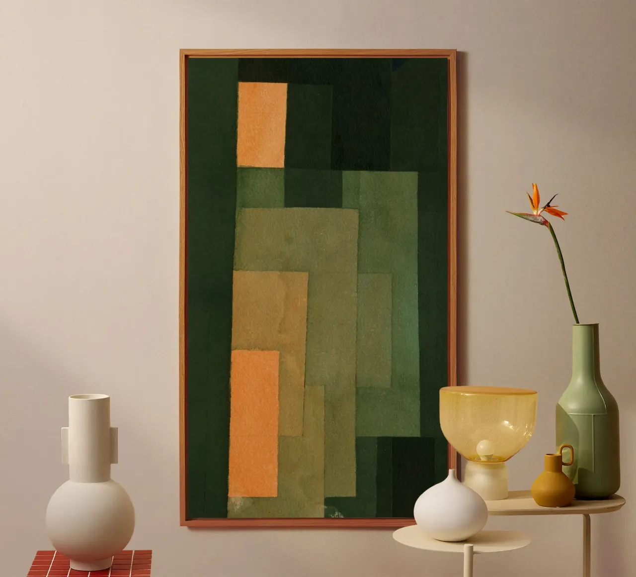 Paul Klee - Torre in arancione e verde alluminio dibond da Timeless Artworks