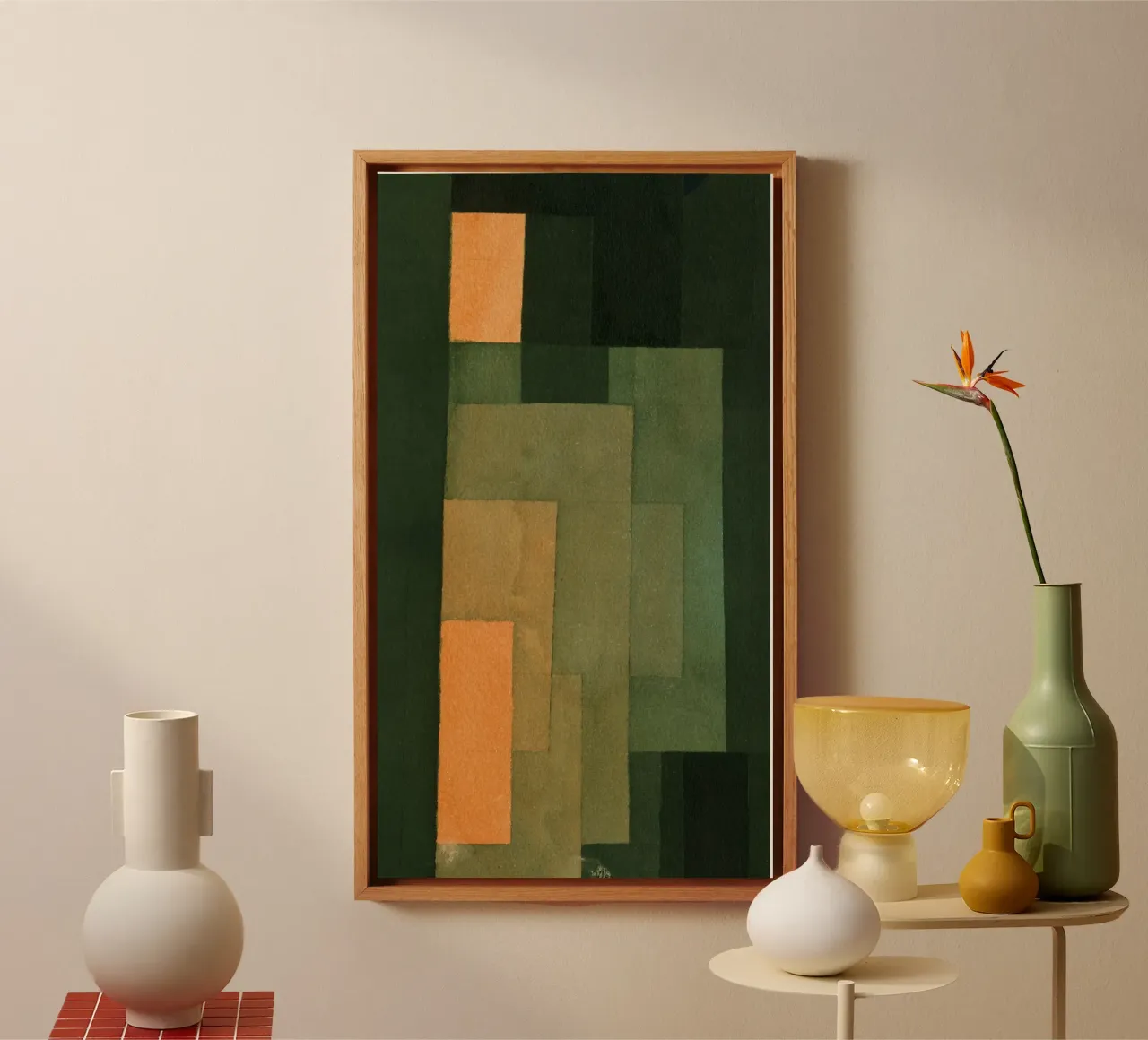 Paul Klee - Torre in arancione e verde tela con Cornice a cassetta da Timeless Artworks