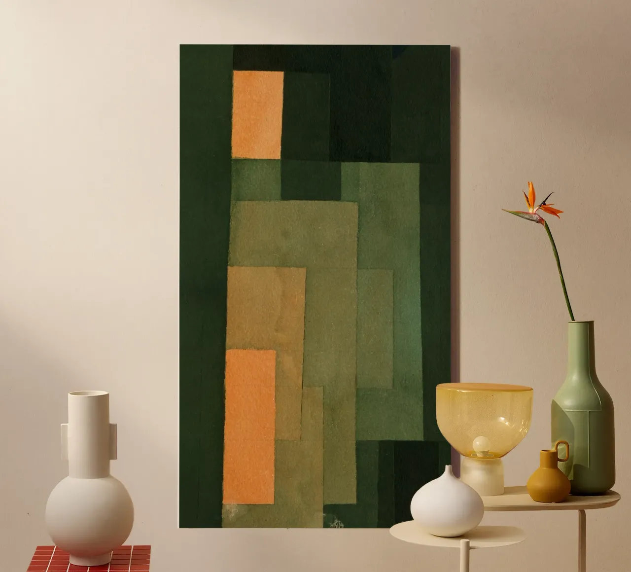 Paul Klee - Torre in arancione e verde tela con Cornice a cassetta da Timeless Artworks