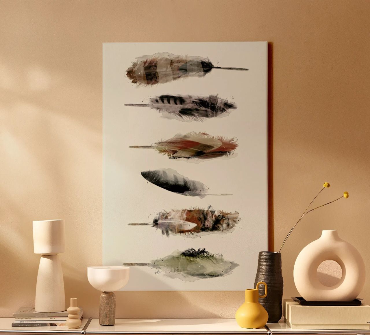 Free Fall Feathers Leinwand von Brian Buckley