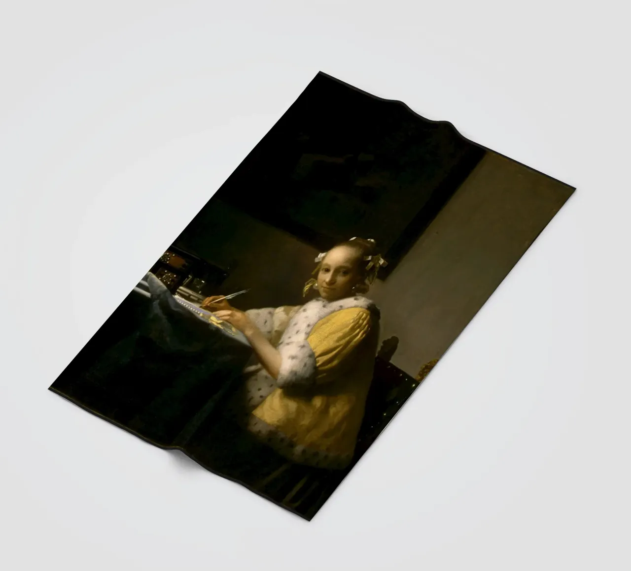 The Letter Writer in Yellow - Timeless elegance by Vermeer fleece blanket by Little Art Histories
