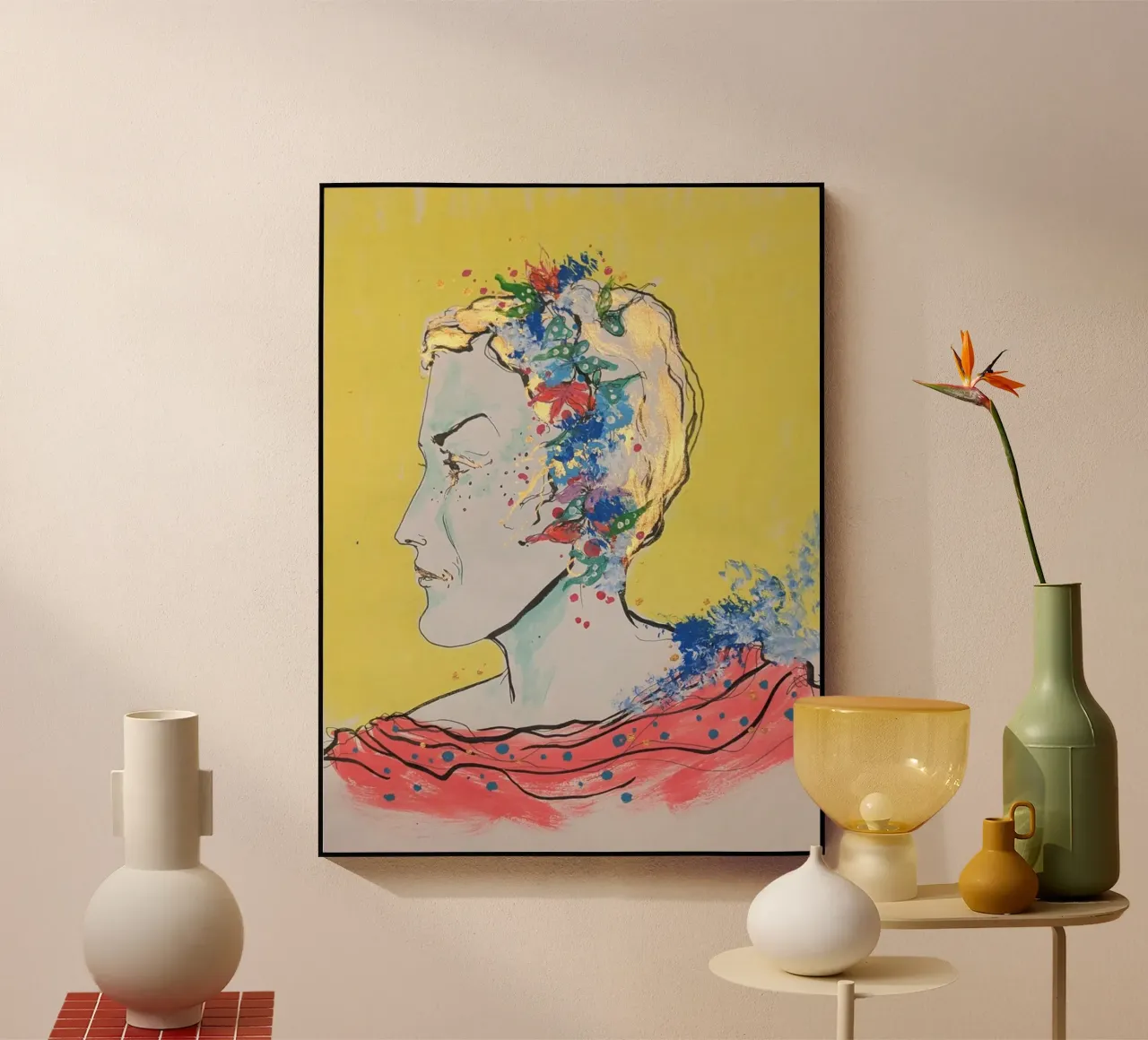 Jane aux fleurs plexiglass da Bénédicte Berthod