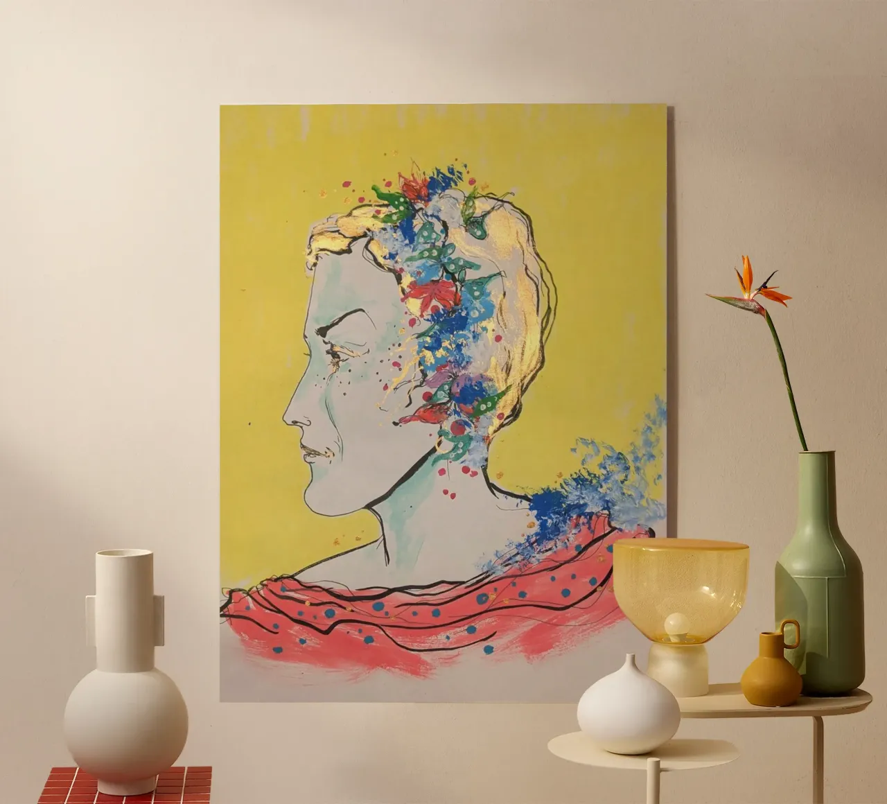 Jane aux fleurs plexiglass da Bénédicte Berthod