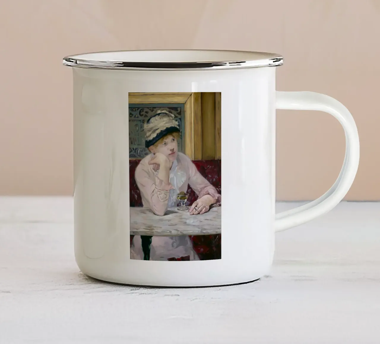 Édouard Manet - Acquavite di prugne tazza in smalto da Little Art Histories