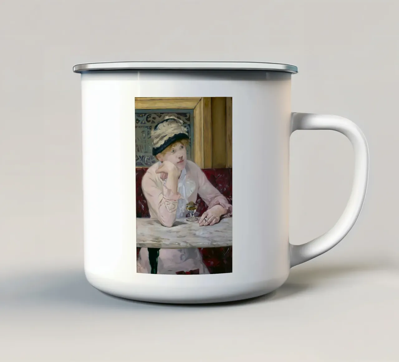 Édouard Manet - Acquavite di prugne tazza in smalto da Little Art Histories