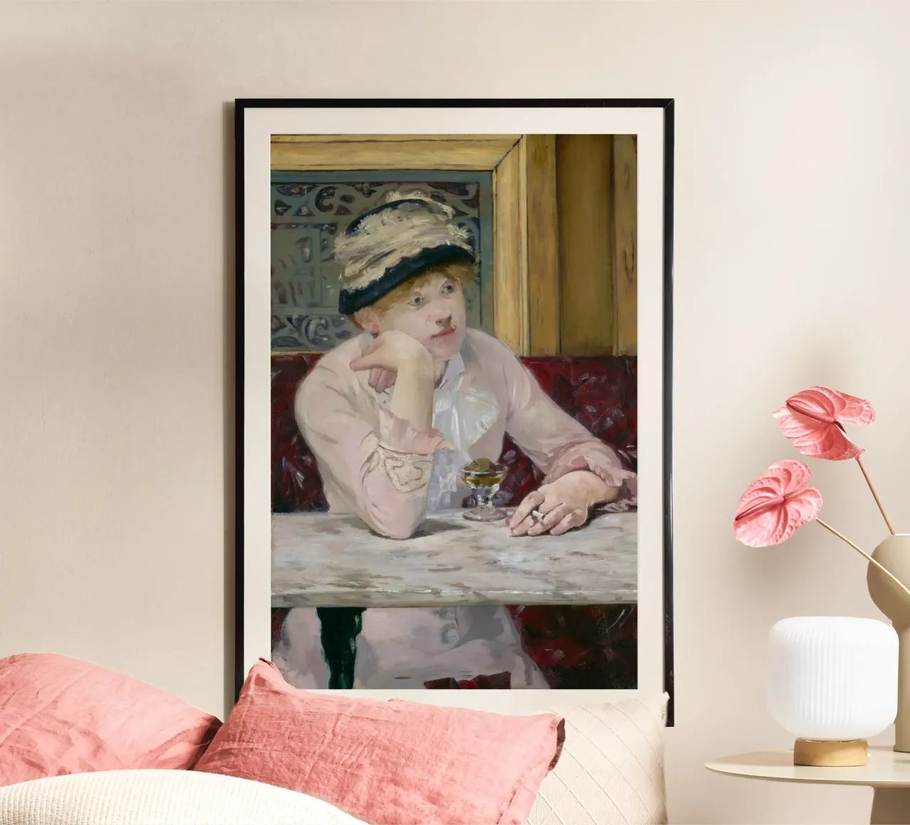 Édouard Manet - Plum Brandy poster with wooden frame by Little Art Histories