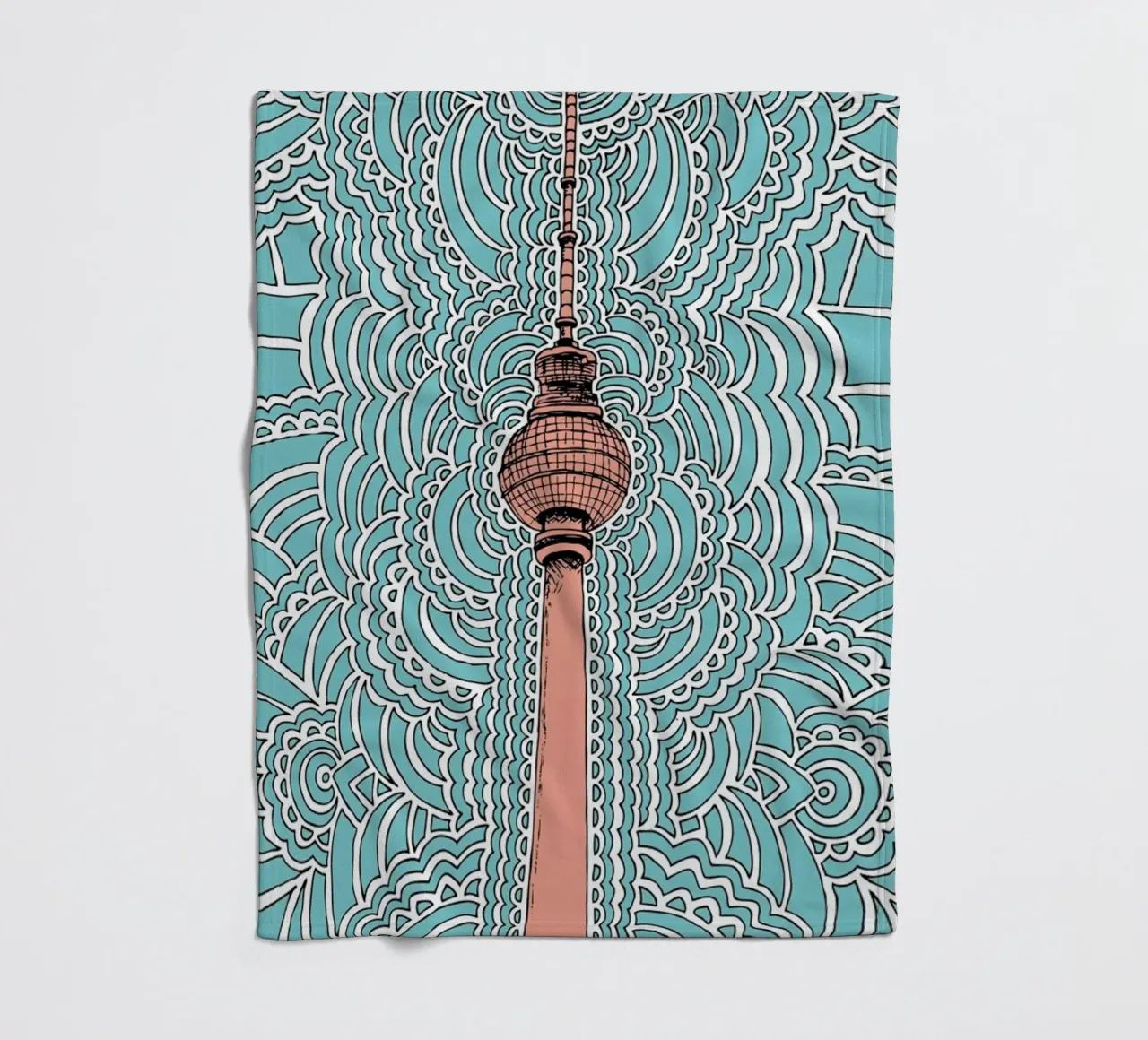 Blue Fernsehturm Drawing Meditation coperta in pile da KP Design