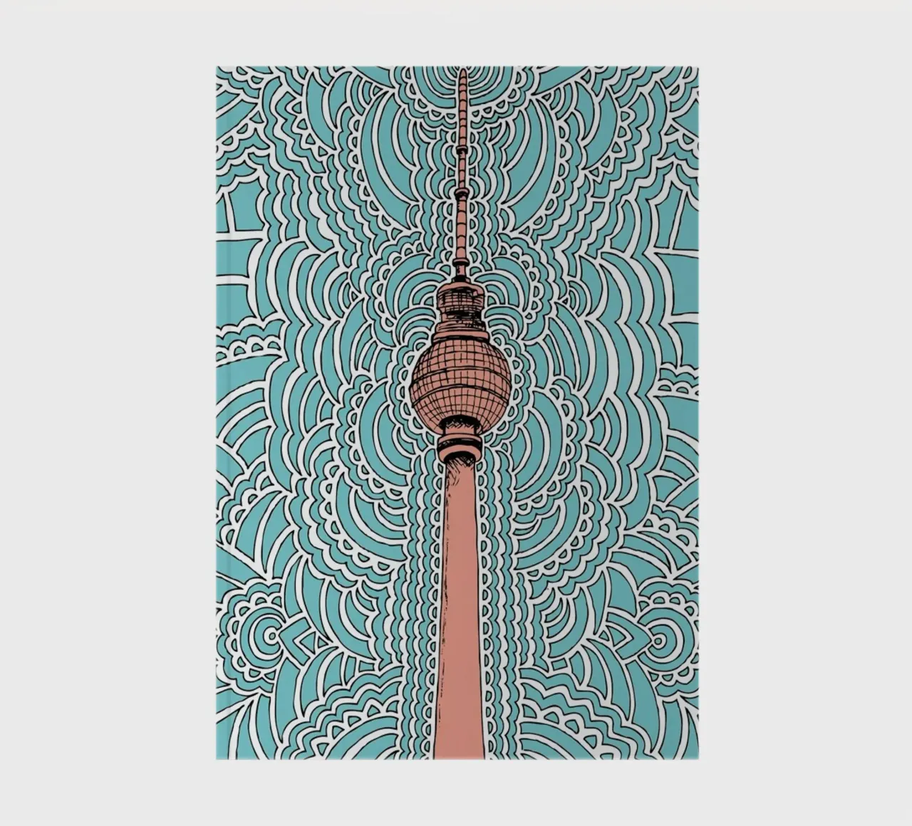 Blue Fernsehturm Drawing Meditation notebook by KP Design