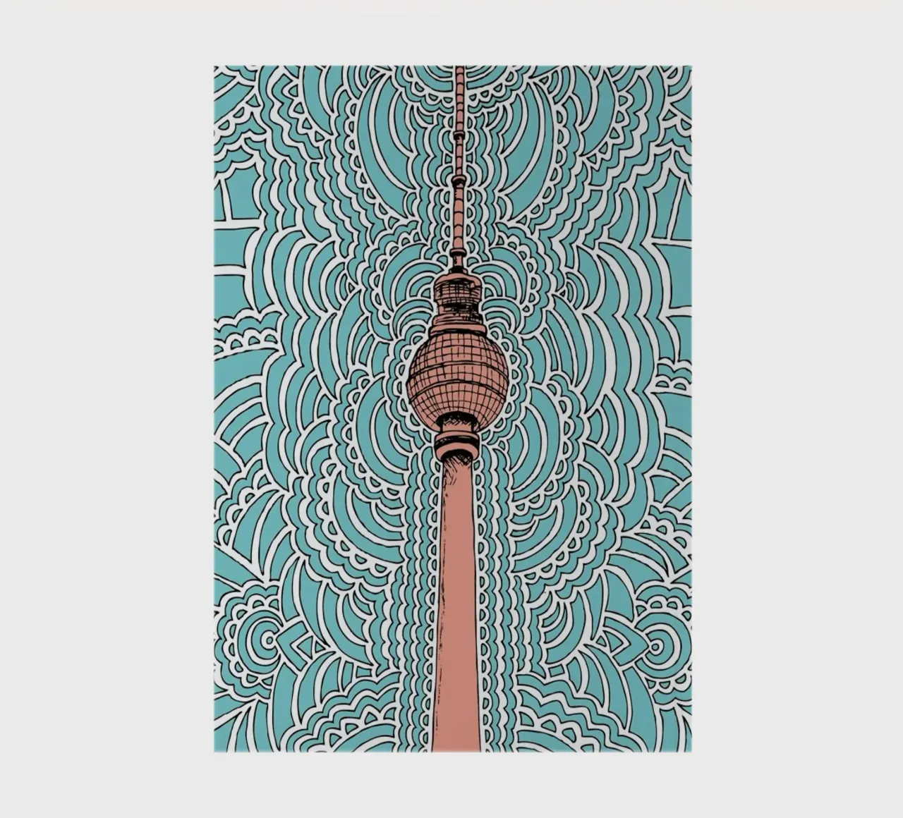 Blue Fernsehturm Drawing Meditation notebook by KP Design