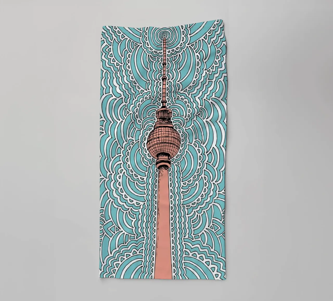 Blue Fernsehturm Drawing Meditation asciugamano da bagno da KP Design
