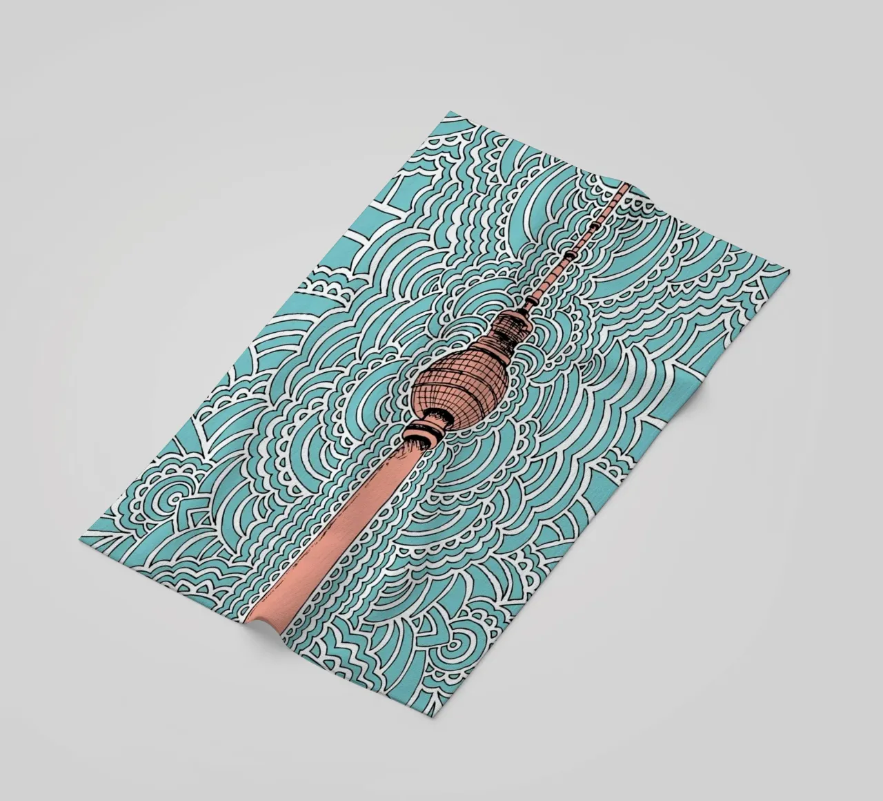 Blue Fernsehturm Drawing Meditation telo mare da KP Design