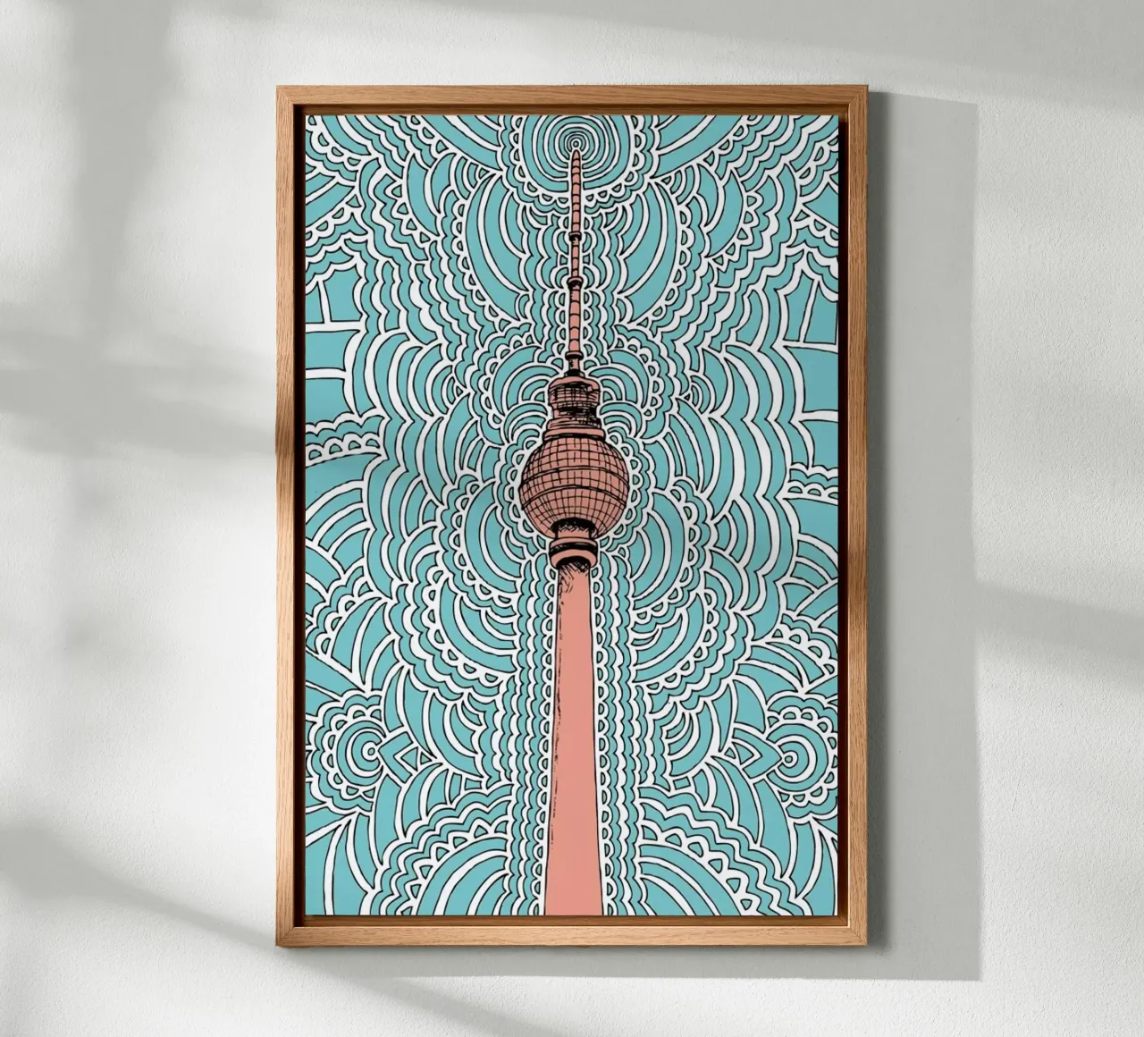 Blue Fernsehturm Drawing Meditation tela con Cornice a cassetta da KP Design