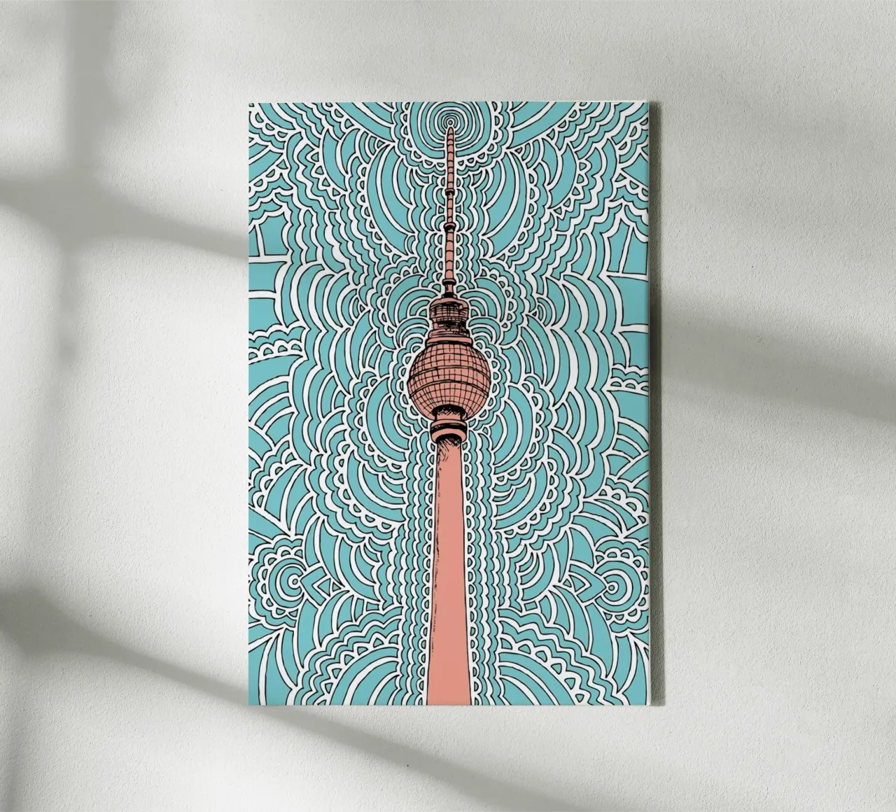 Blue Fernsehturm Drawing Meditation tela con Cornice a cassetta da KP Design