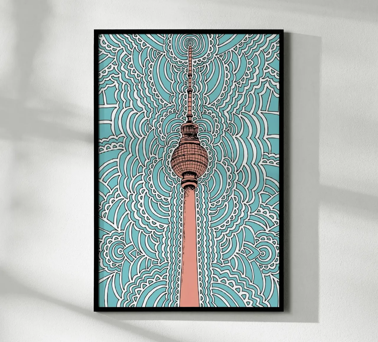 Blue Fernsehturm Drawing Meditation poster by KP Design
