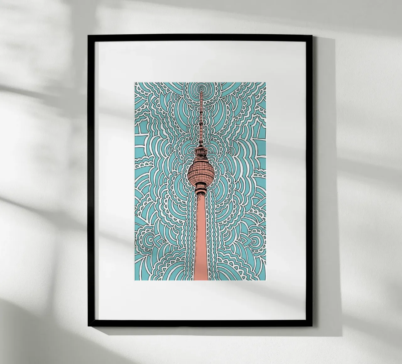 Blue Fernsehturm Drawing Meditation poster by KP Design