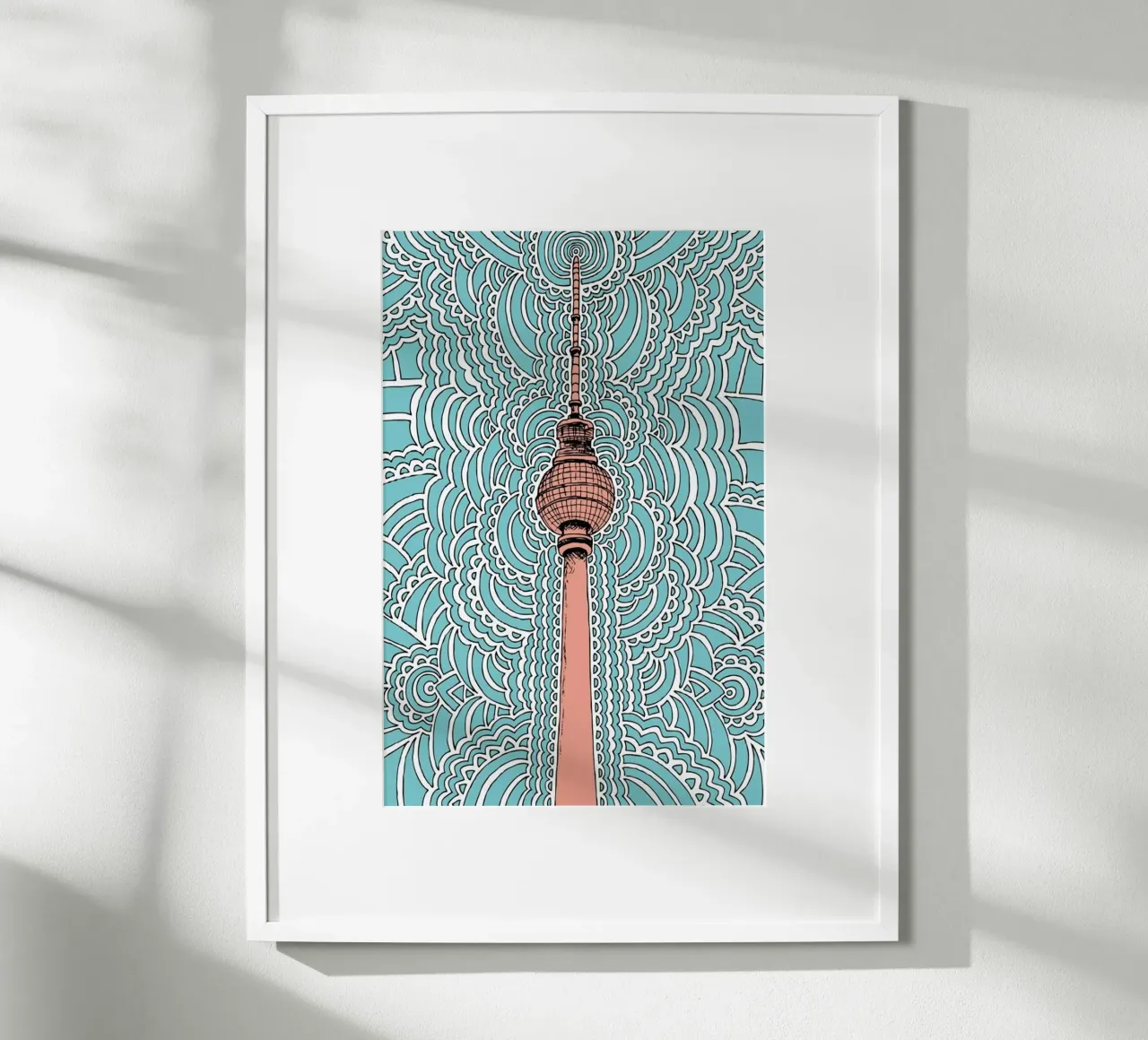 Blue Fernsehturm Drawing Meditation carta hahnemühle da KP Design