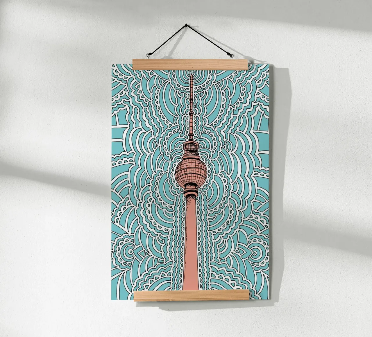 Blue Fernsehturm Drawing Meditation poster by KP Design