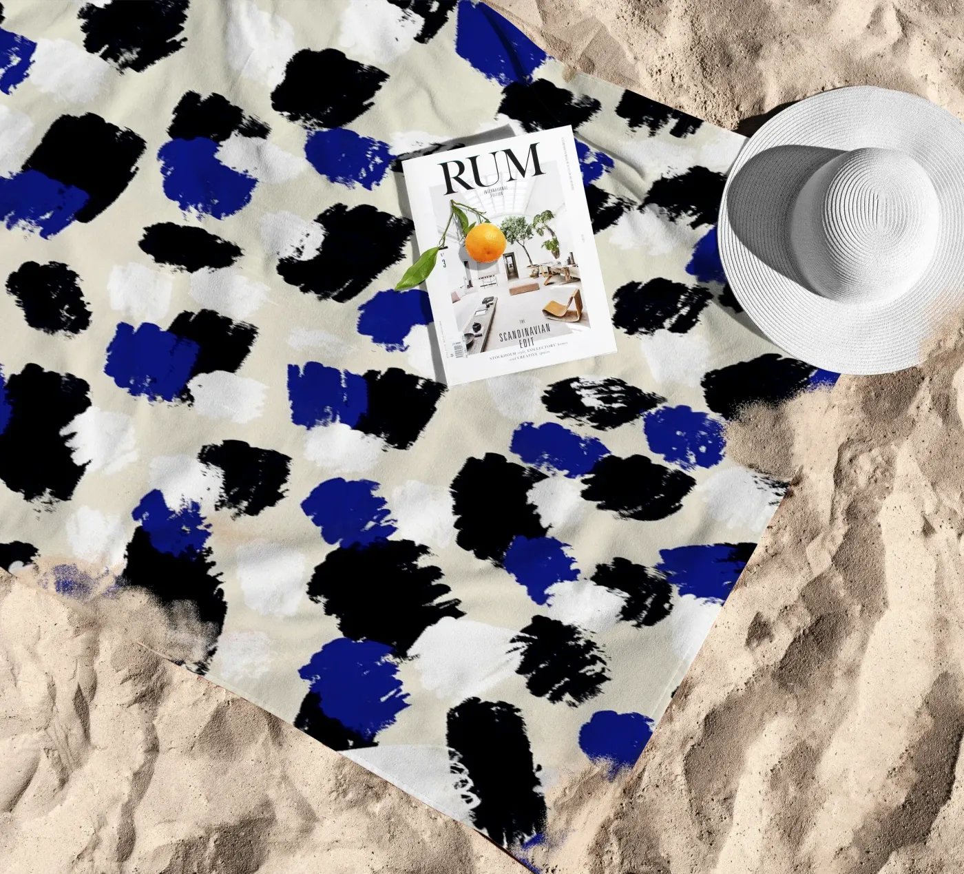 Pattern Blue Black White telo mare da treechild