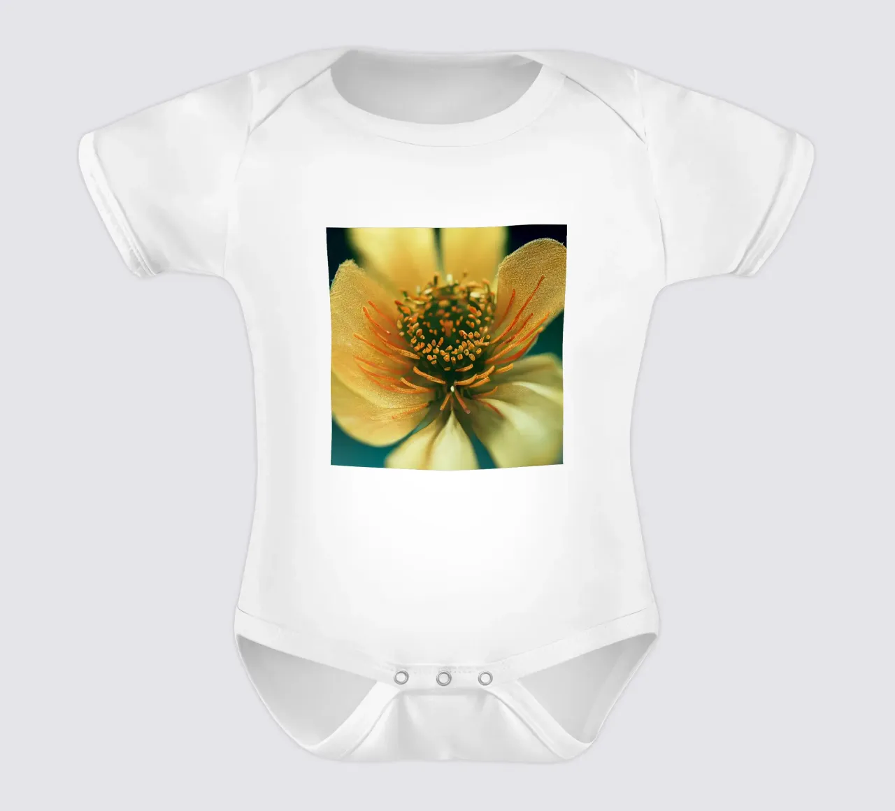 Macro fiore di papavero d'India messicano body neonato maniche corte da Bold Blooms