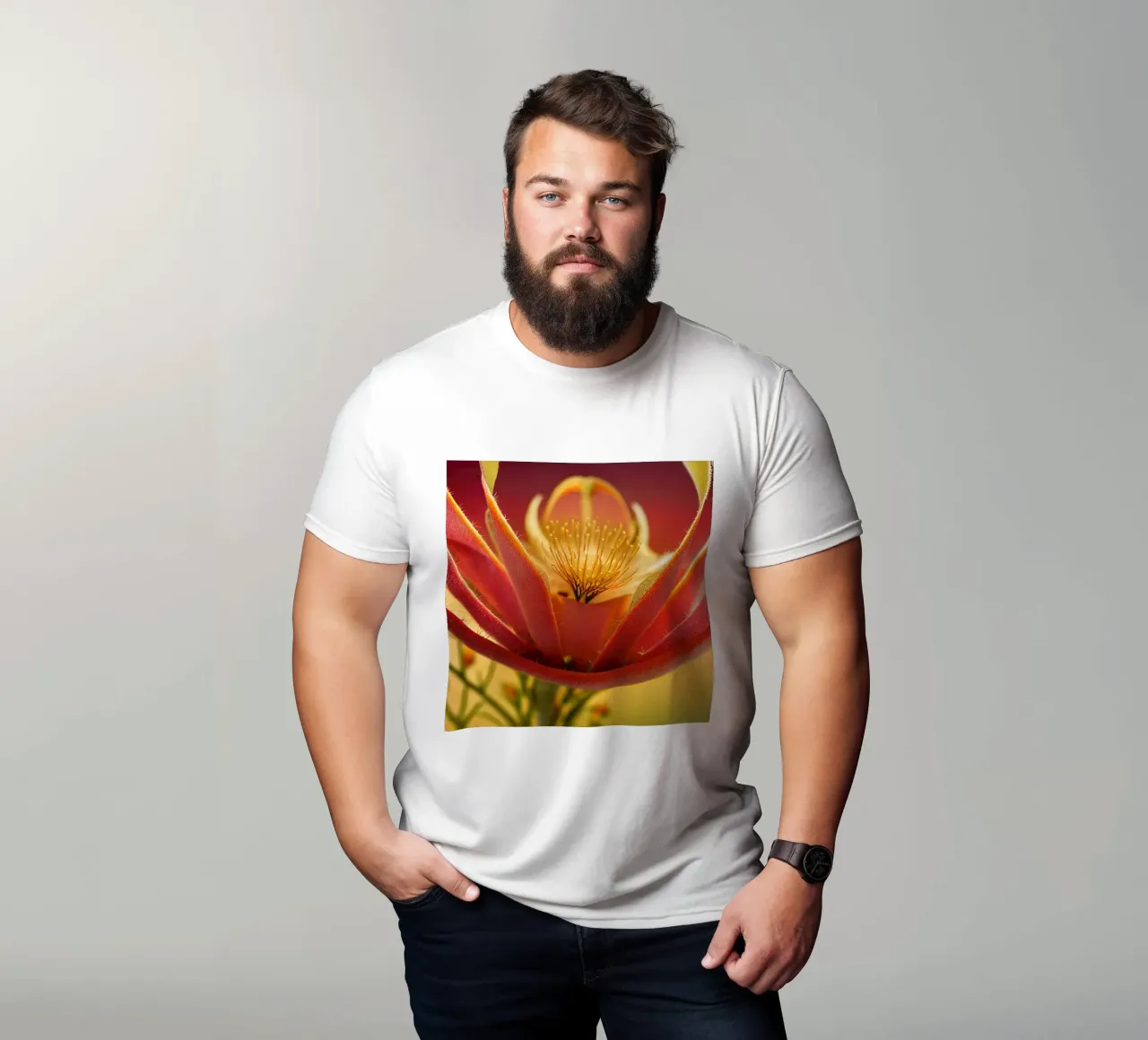 Macro fiore di papavero d'India messicano t-shirt da Bold Blooms