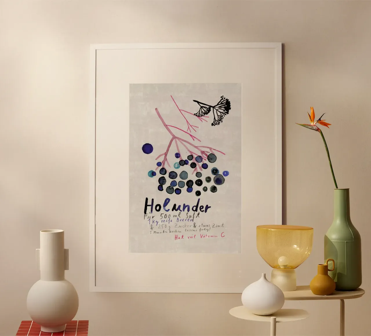 Hollunder poster con telaio in legno da Rinah Lang