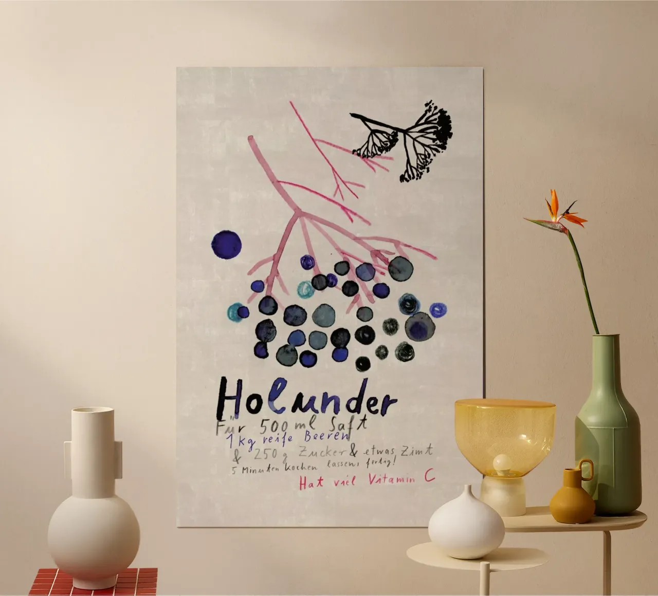 Hollunder poster con telaio in legno da Rinah Lang