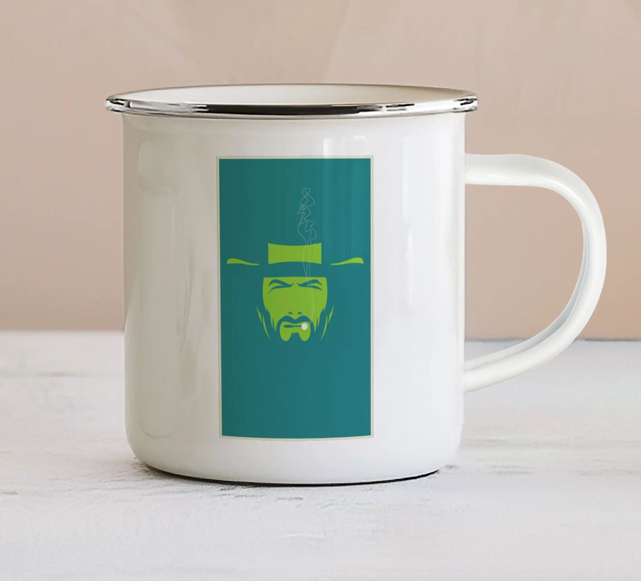 Clint enamel mug by Bruno Morphet