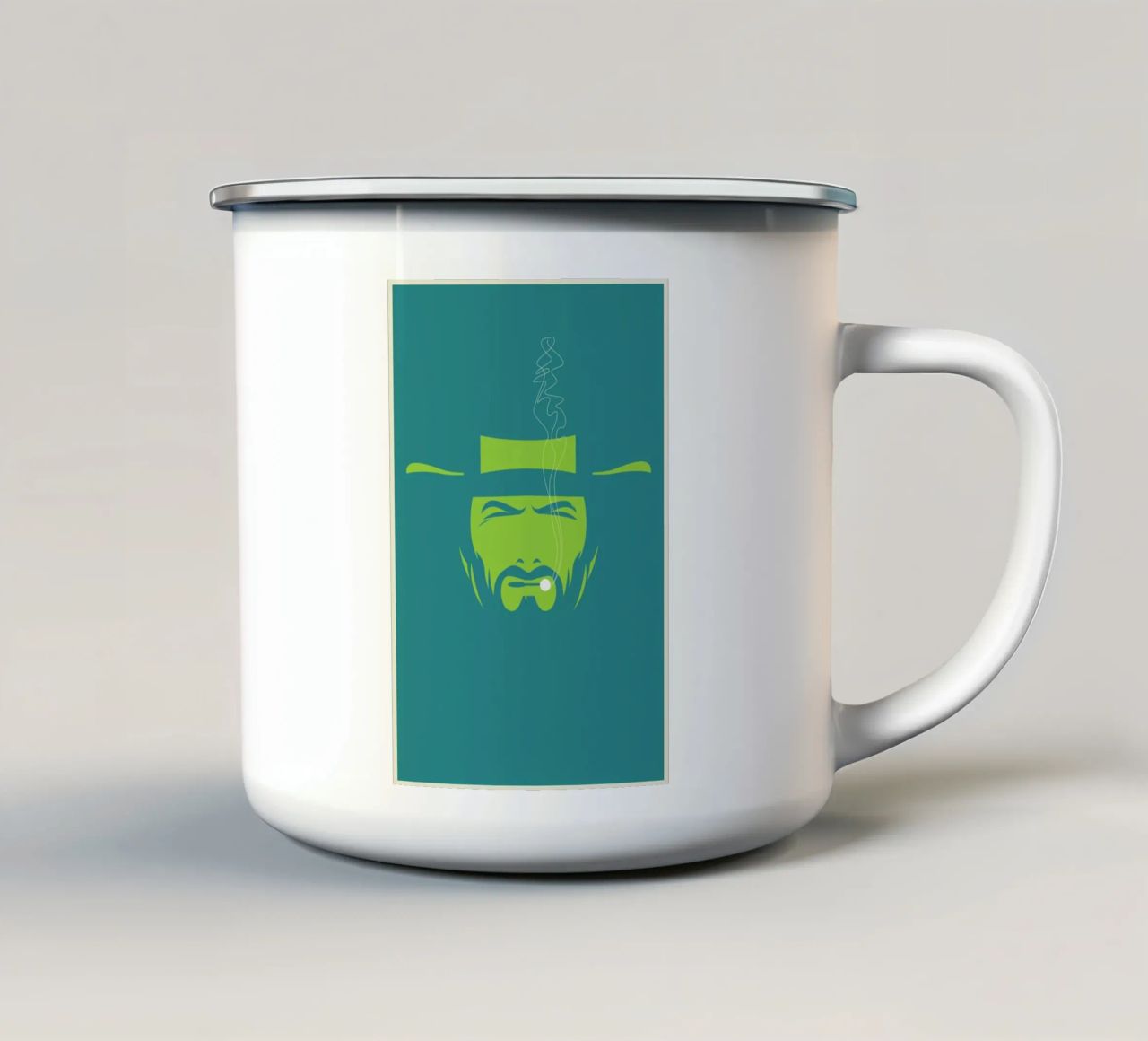 Clint enamel mug by Bruno Morphet