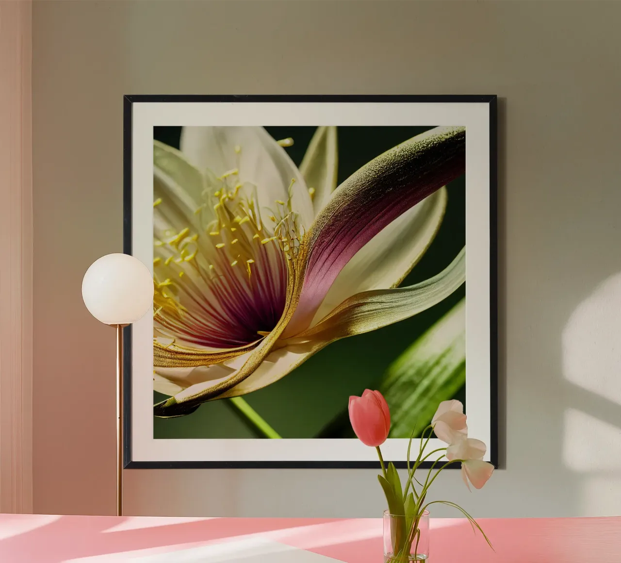 Macro fiore di giglio monsonico poster con telaio in legno da Bold Blooms