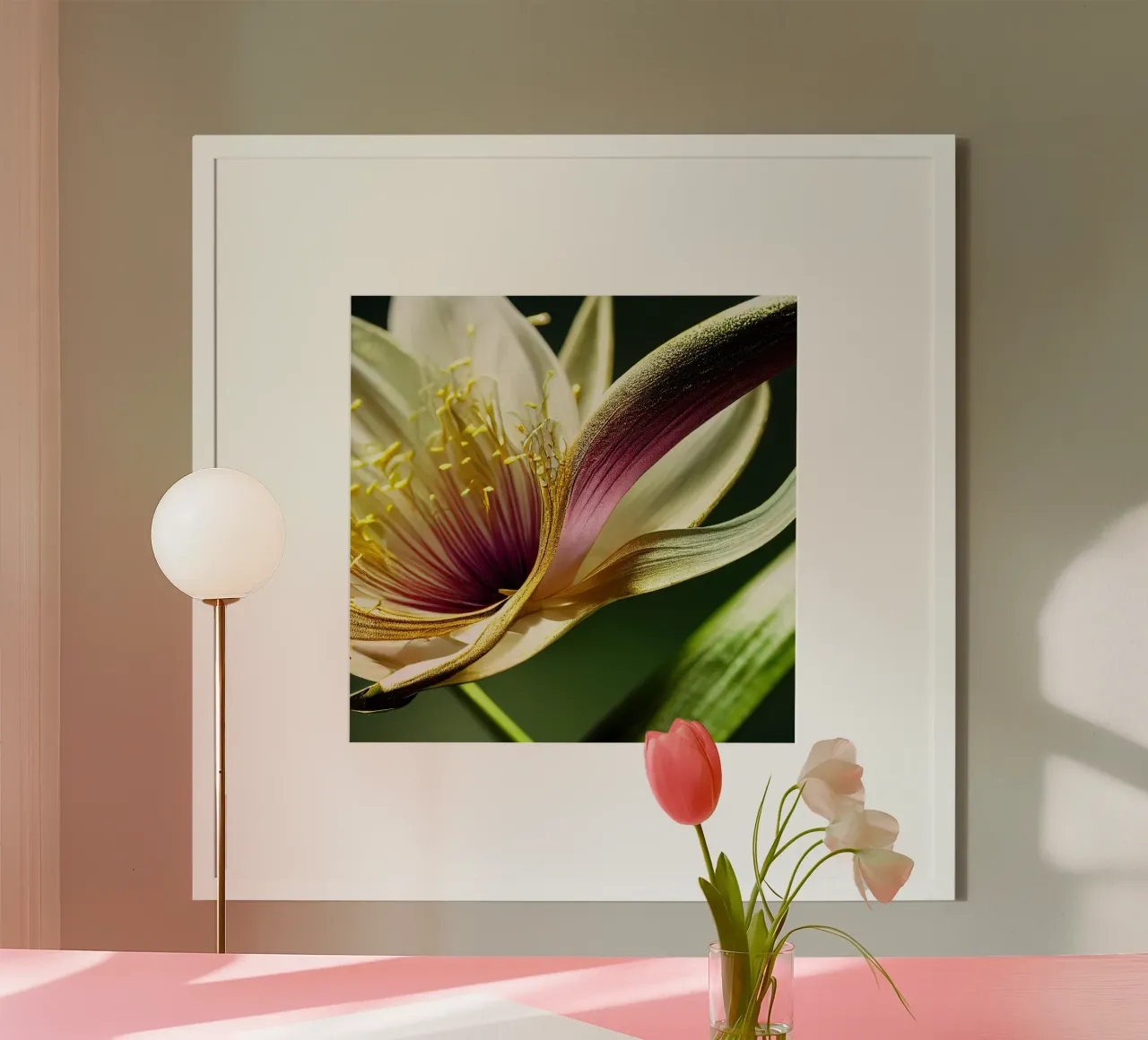 Macro fiore di giglio monsonico poster con telaio in legno da Bold Blooms