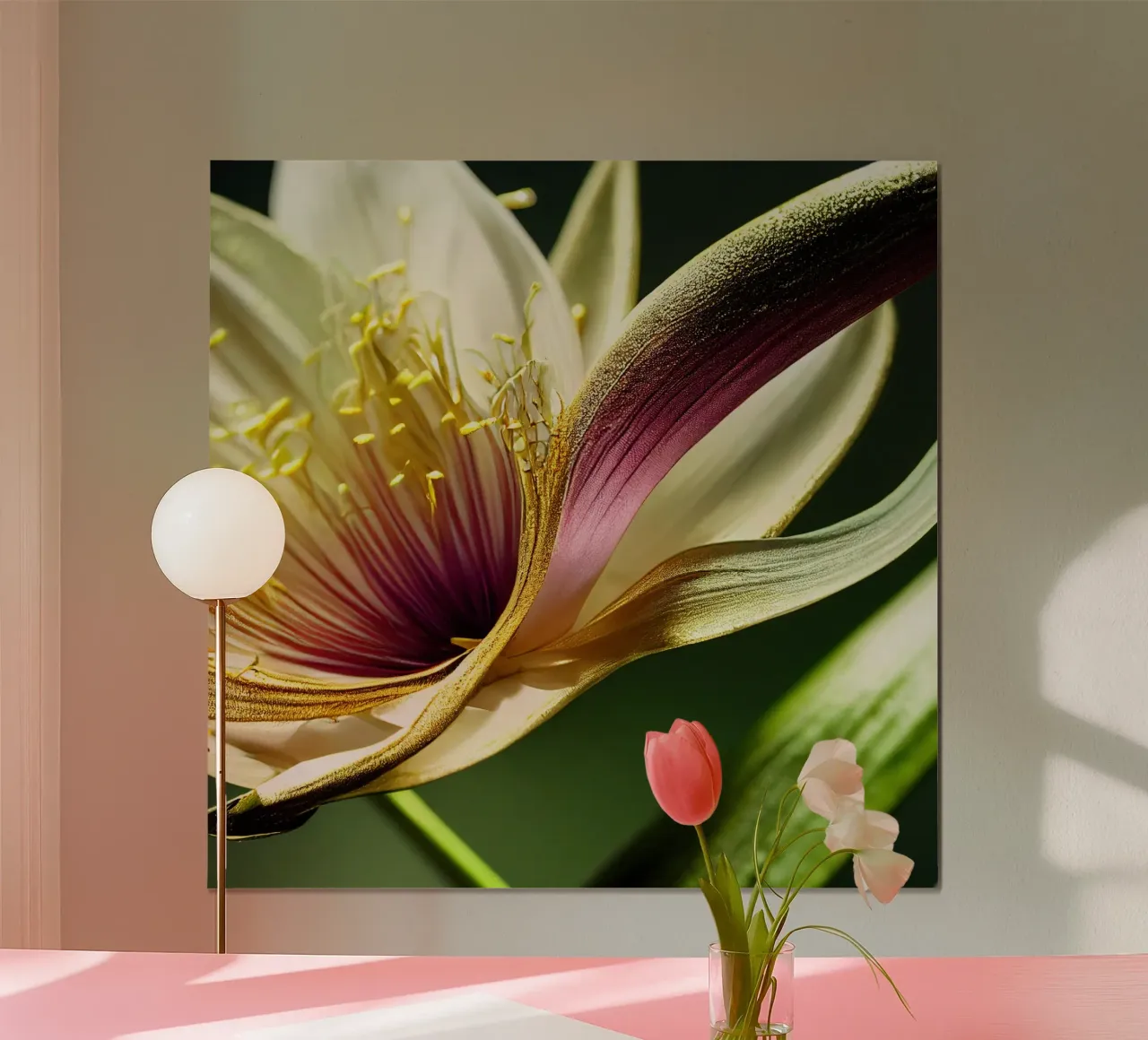 Macro fiore di giglio monsonico poster con telaio in legno da Bold Blooms