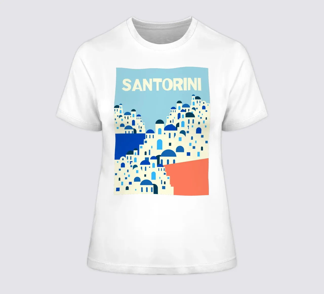 Santorini Summer women's fitted t-shirt by susanapaz
