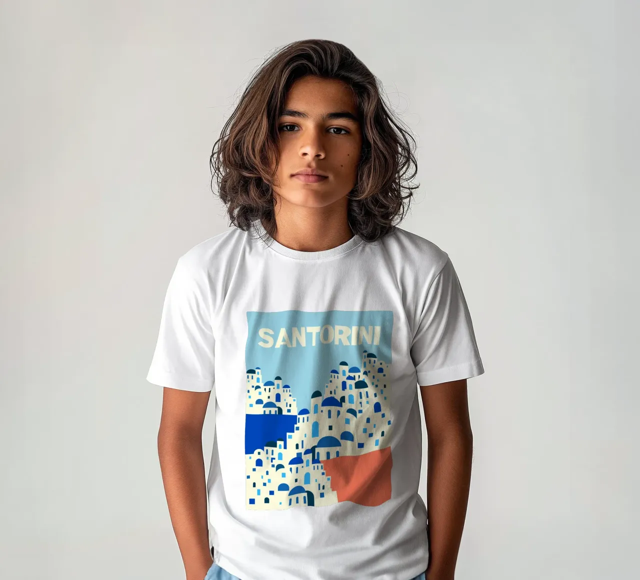 Santorini Summer kids t-shirt by susanapaz