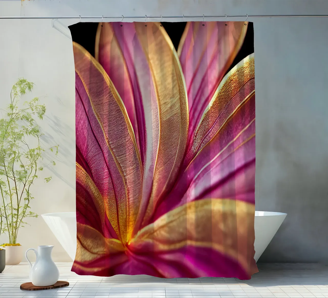 Makro Murraya Blume Duschvorhang von Bold Blooms