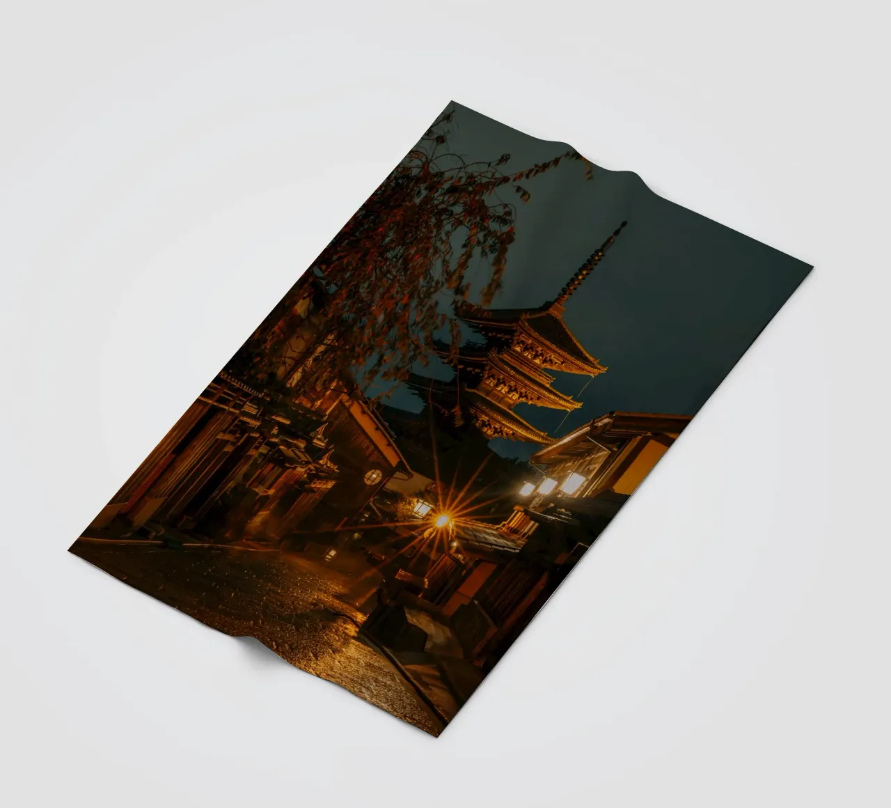 Kyoto Pagoda by night, Japan fleece blanket by Marcel Bisig
