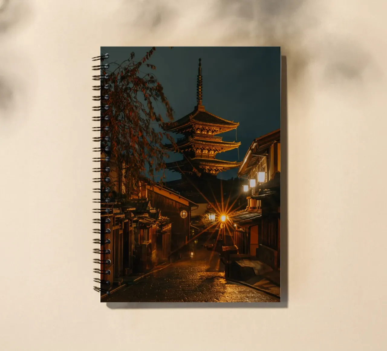 Kyoto Pagoda by night, Japan spiral notebook by Marcel Bisig
